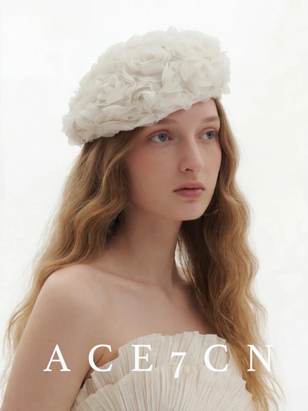 Rose-Embellished Brimmed Hat — ACE7CN