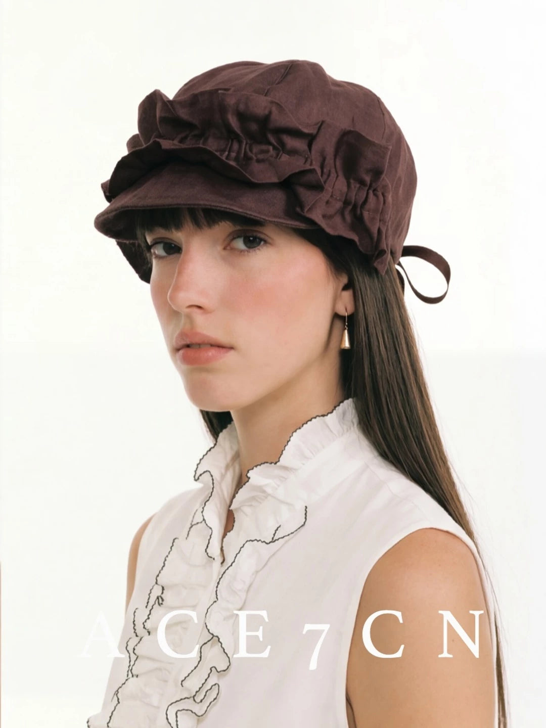 Pinched-Flower Ramie Equestrian Cap — ACE7CN