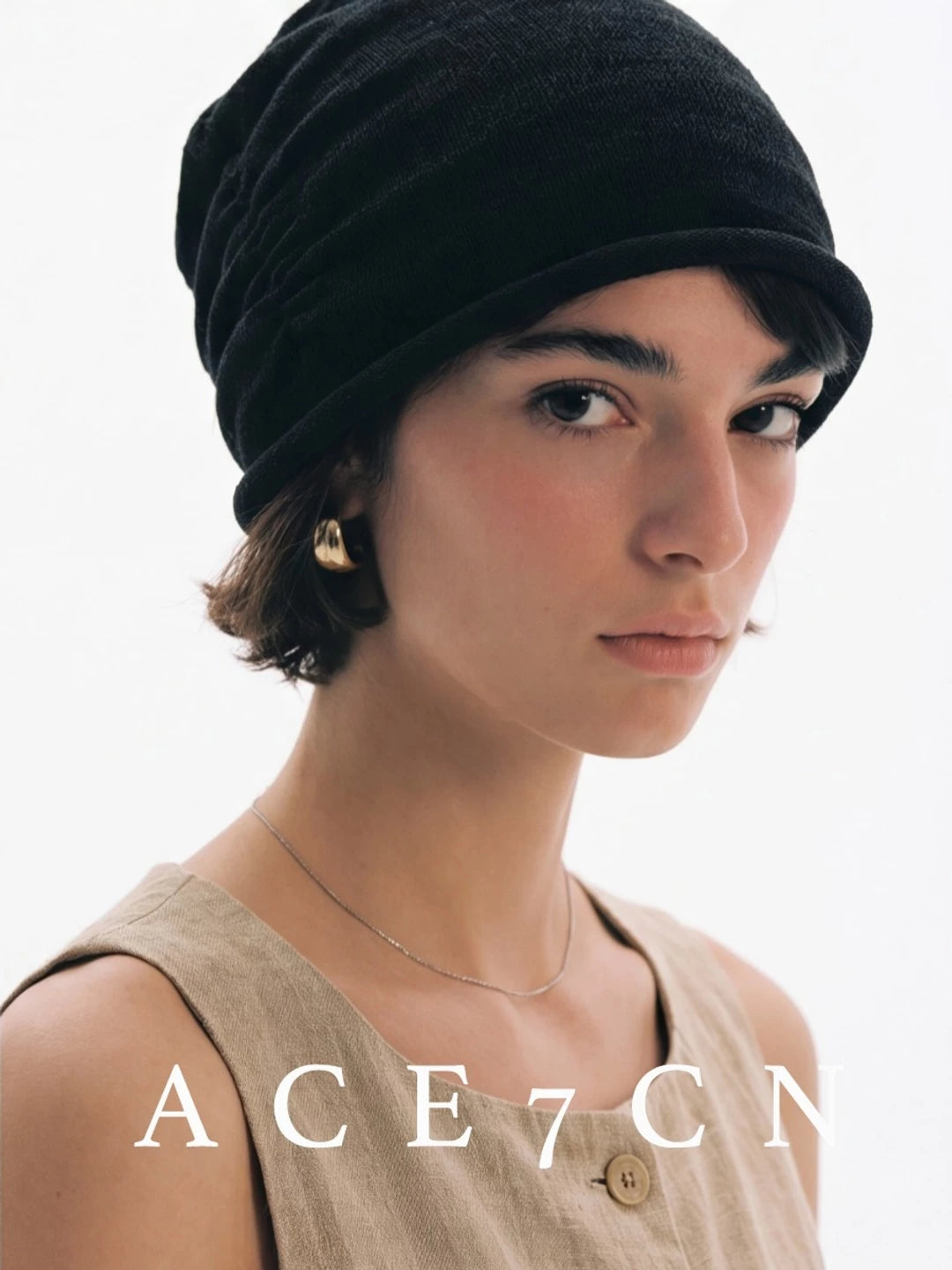 Pleated Linen Knit Beanie — ACE7CN