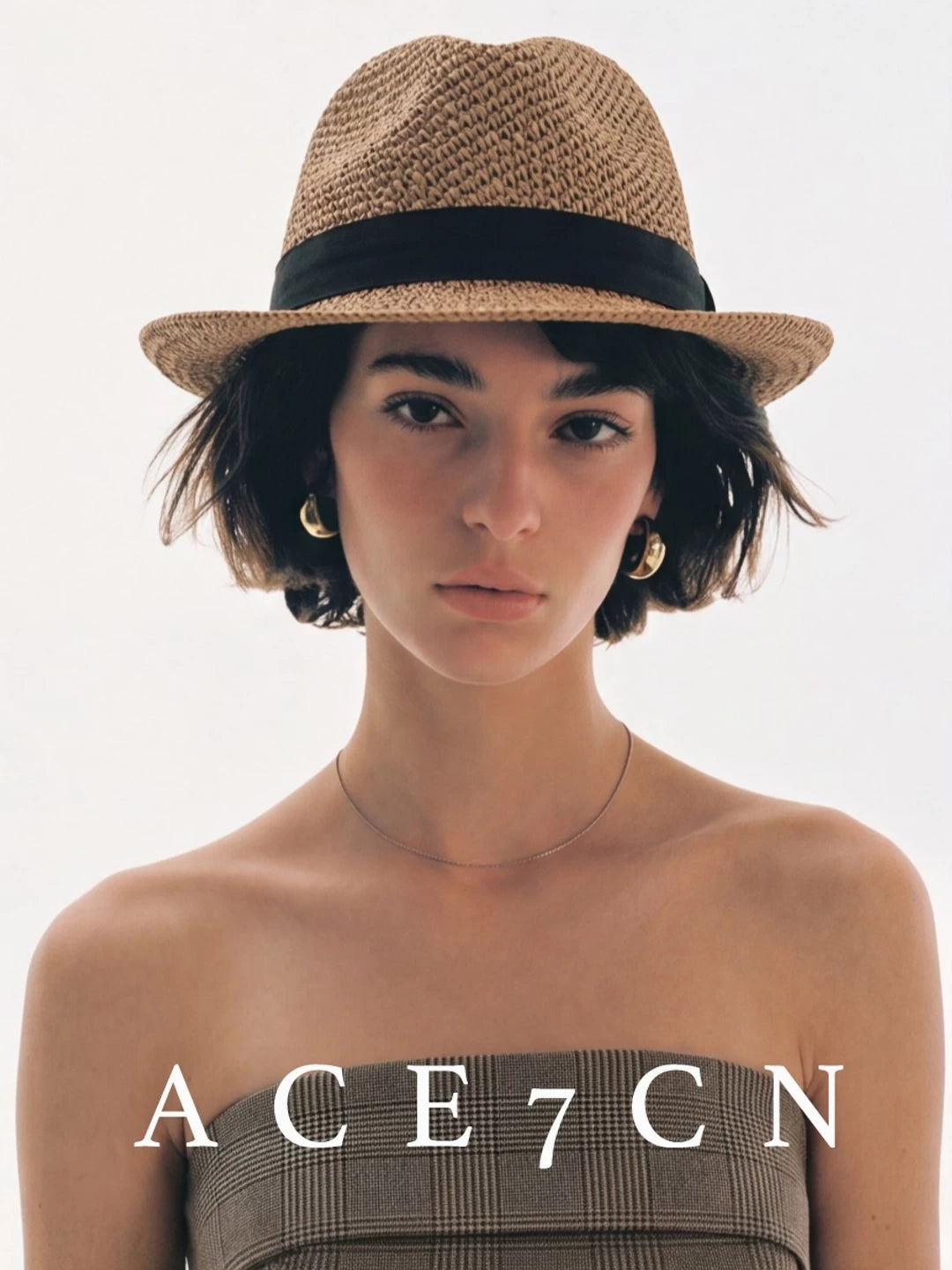 Short-Brim Paper-Straw Fedora — ACE7CN