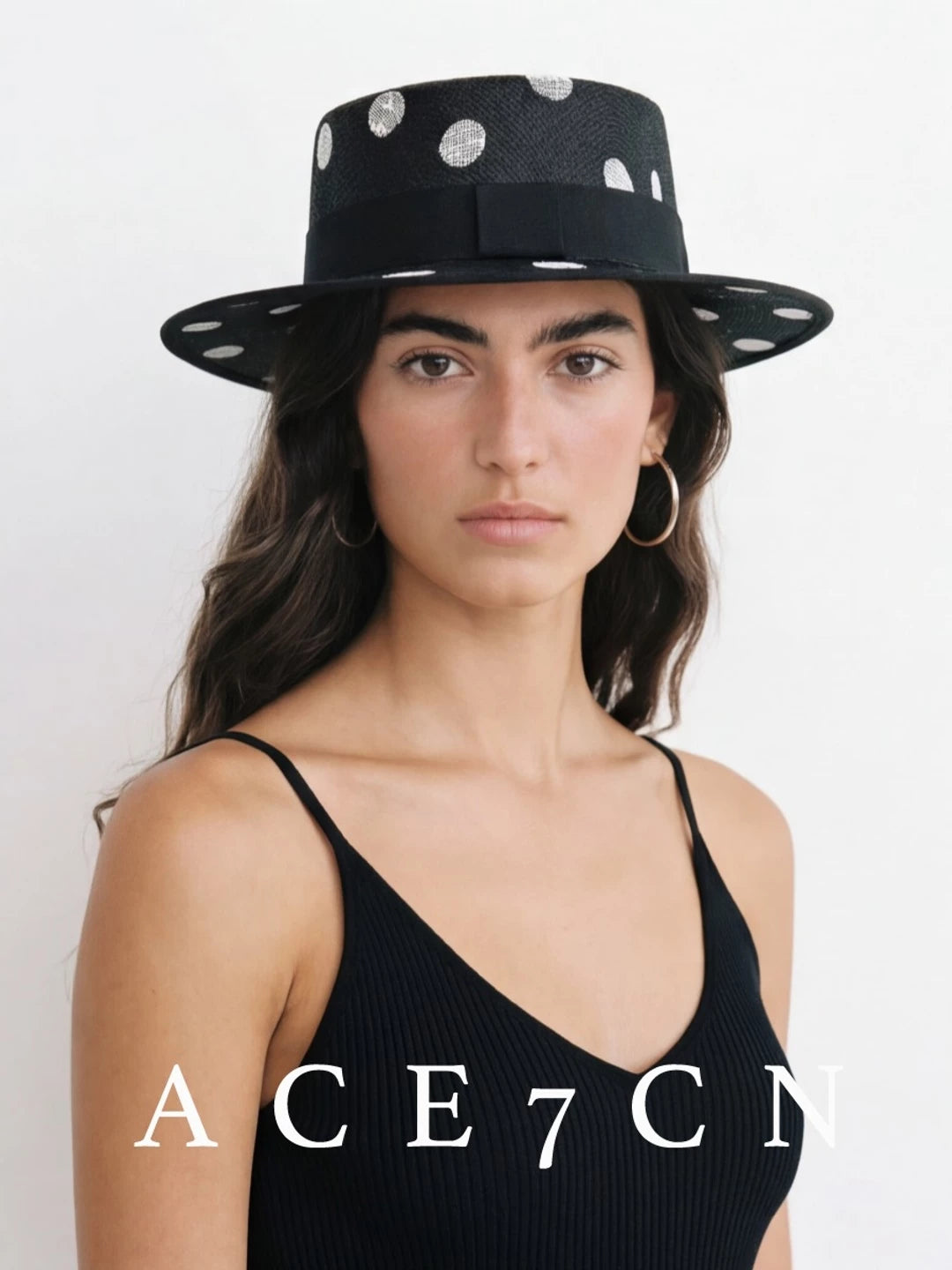 Polka-Dot Straw Panama Hat — ACE7CN