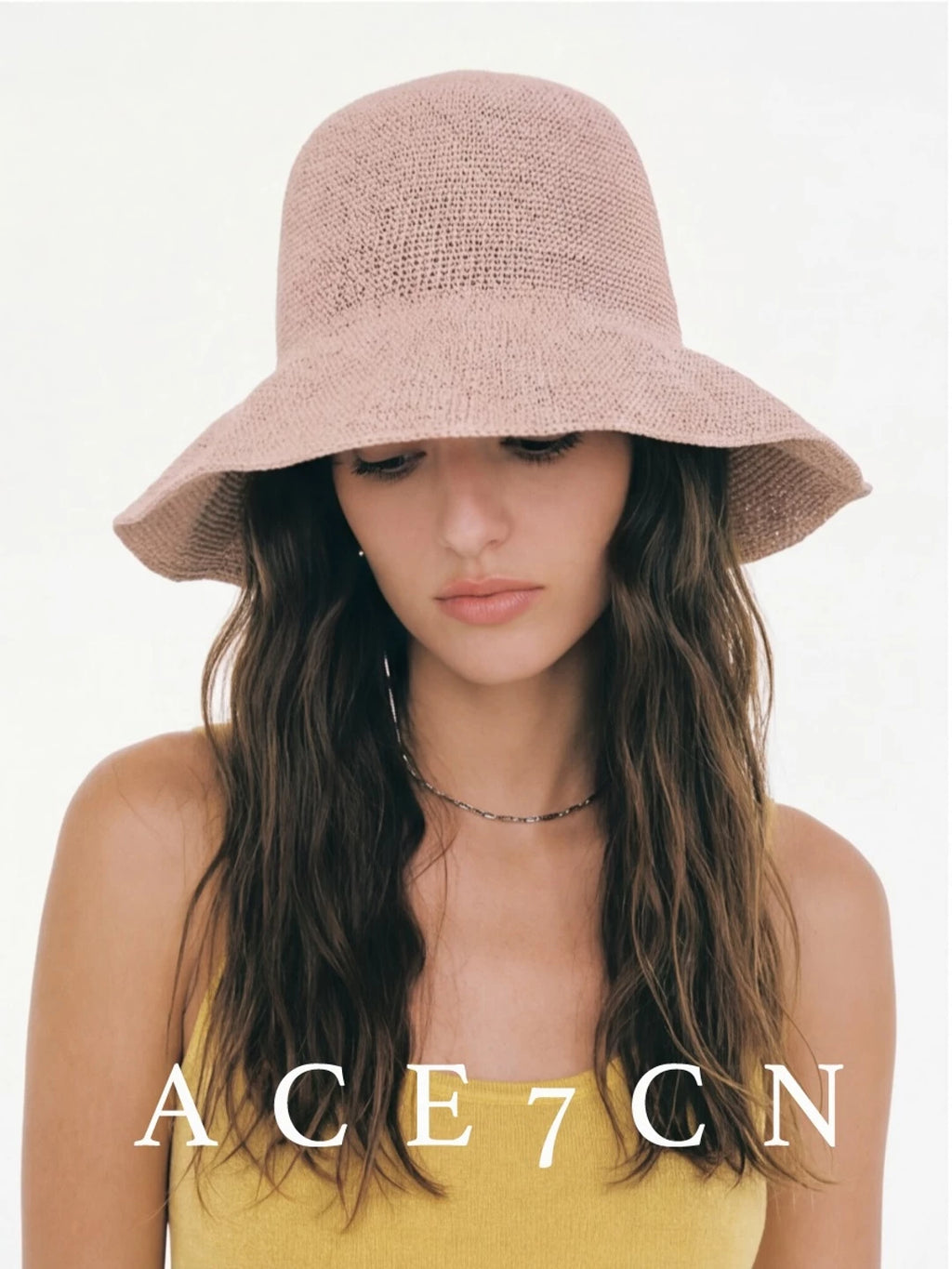 Foldable Hand-Crochet Wide-Brim Bucket Hat — ACE7CN