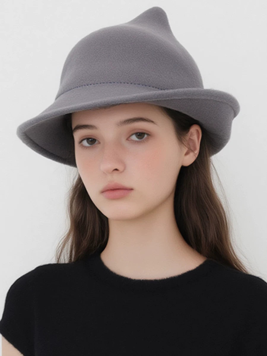 Pointed Roll-Brim Wool Felt Hat — ACE7CN