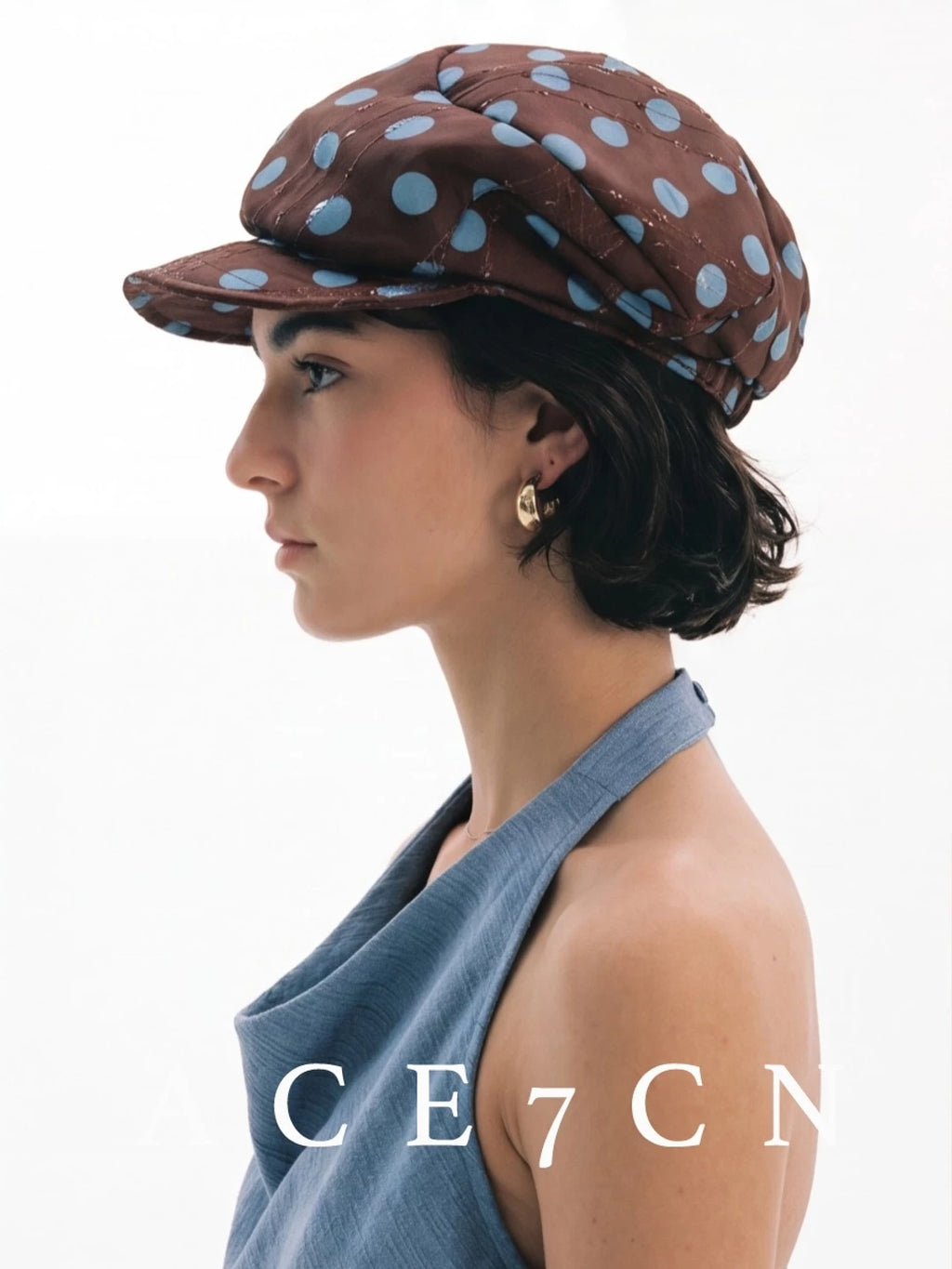 Floral Polka-Dot Newsboy Cap — ACE7CN