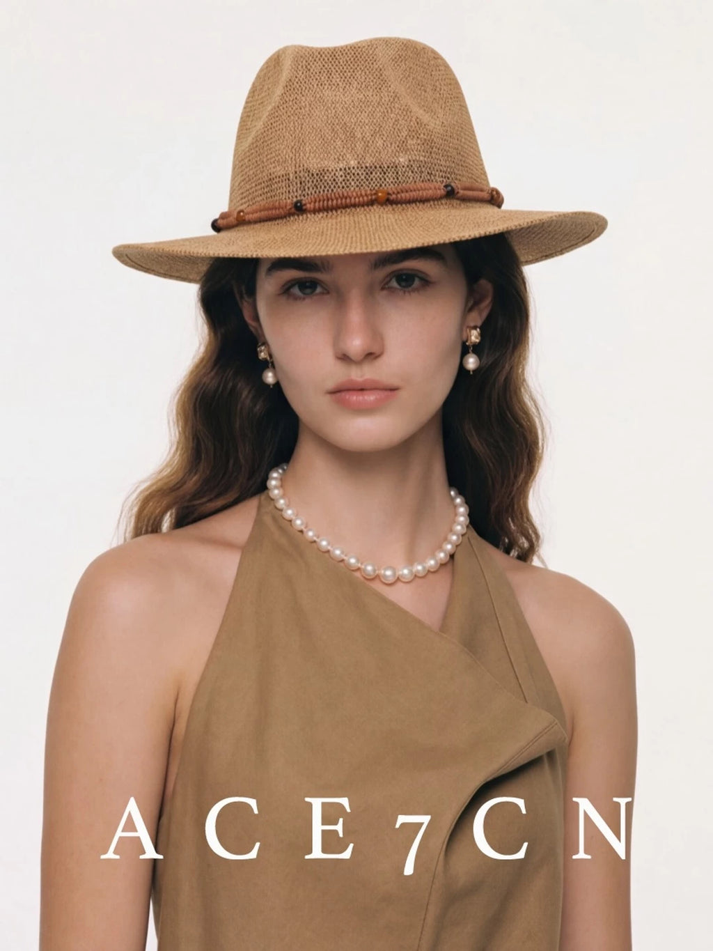 Camel-Tone Straw Panama Hat — ACE7CN