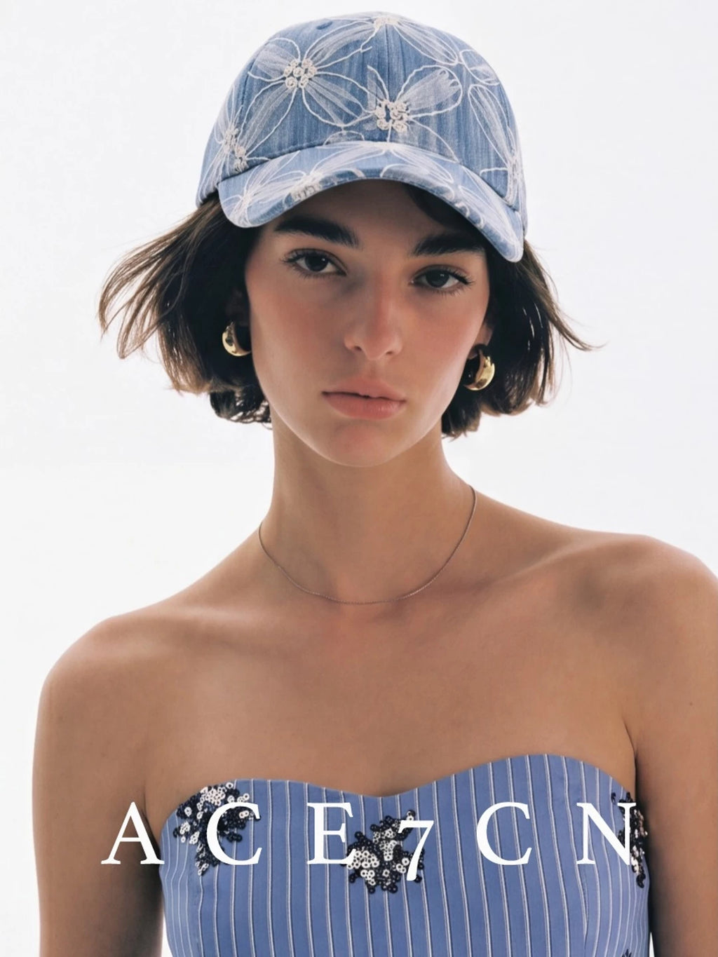 Lace-Embroidered Baseball Cap — ACE7CN