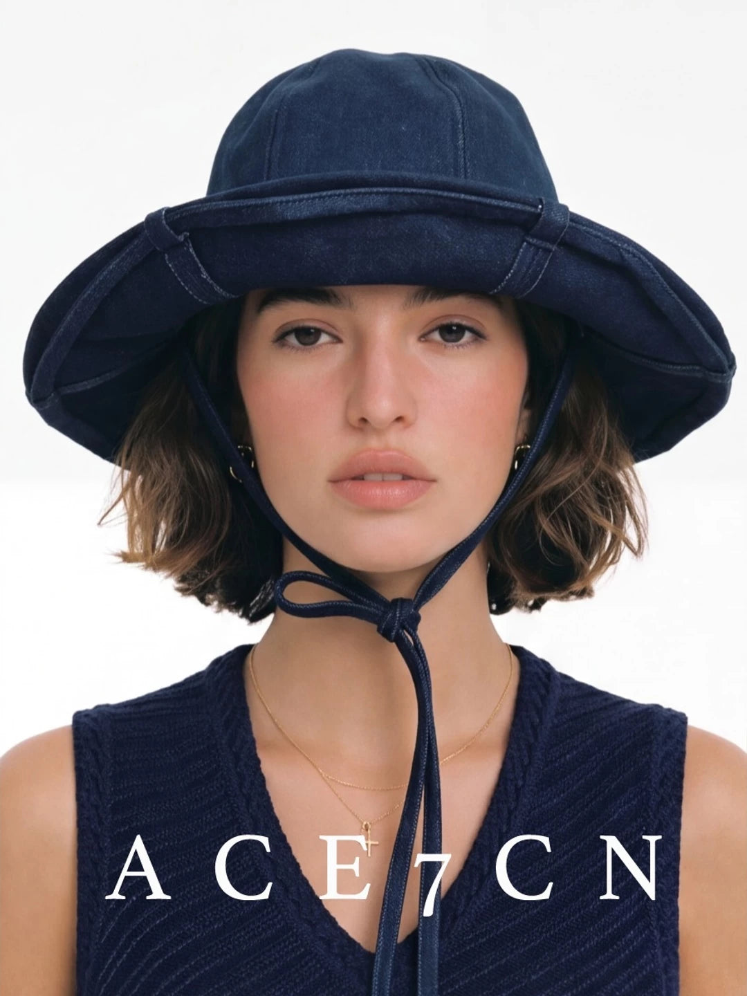 Convertible Washed Denim Bucket Hat — ACE7CN