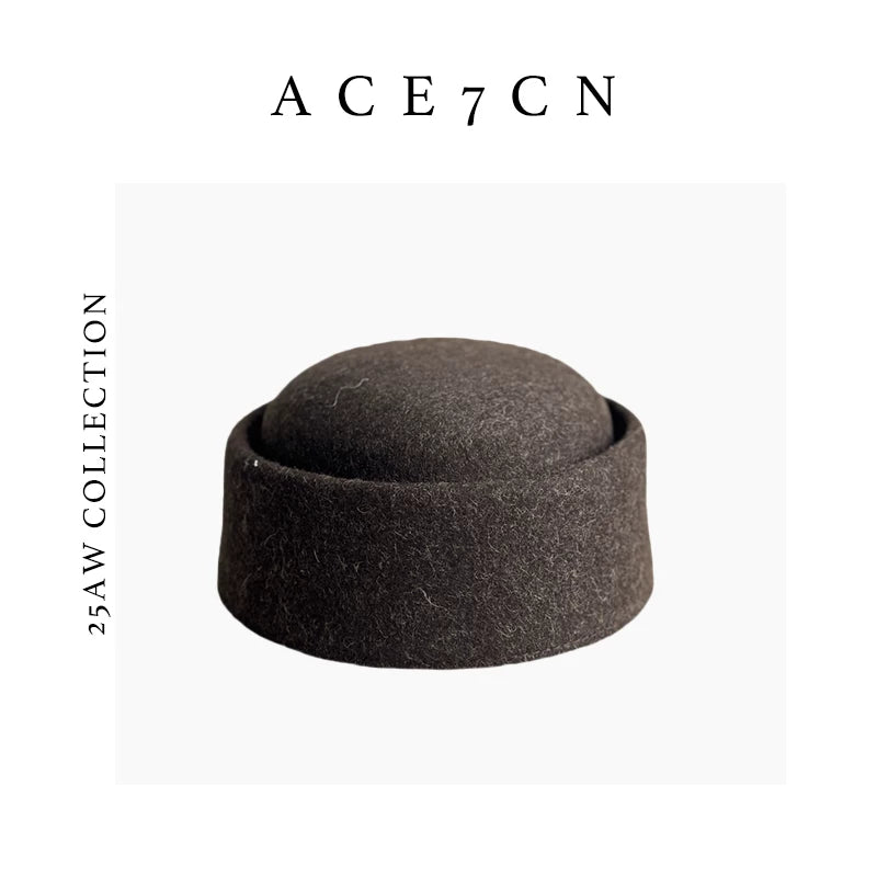 Brimless Domed Wool Pillbox Hat — ACE7CN