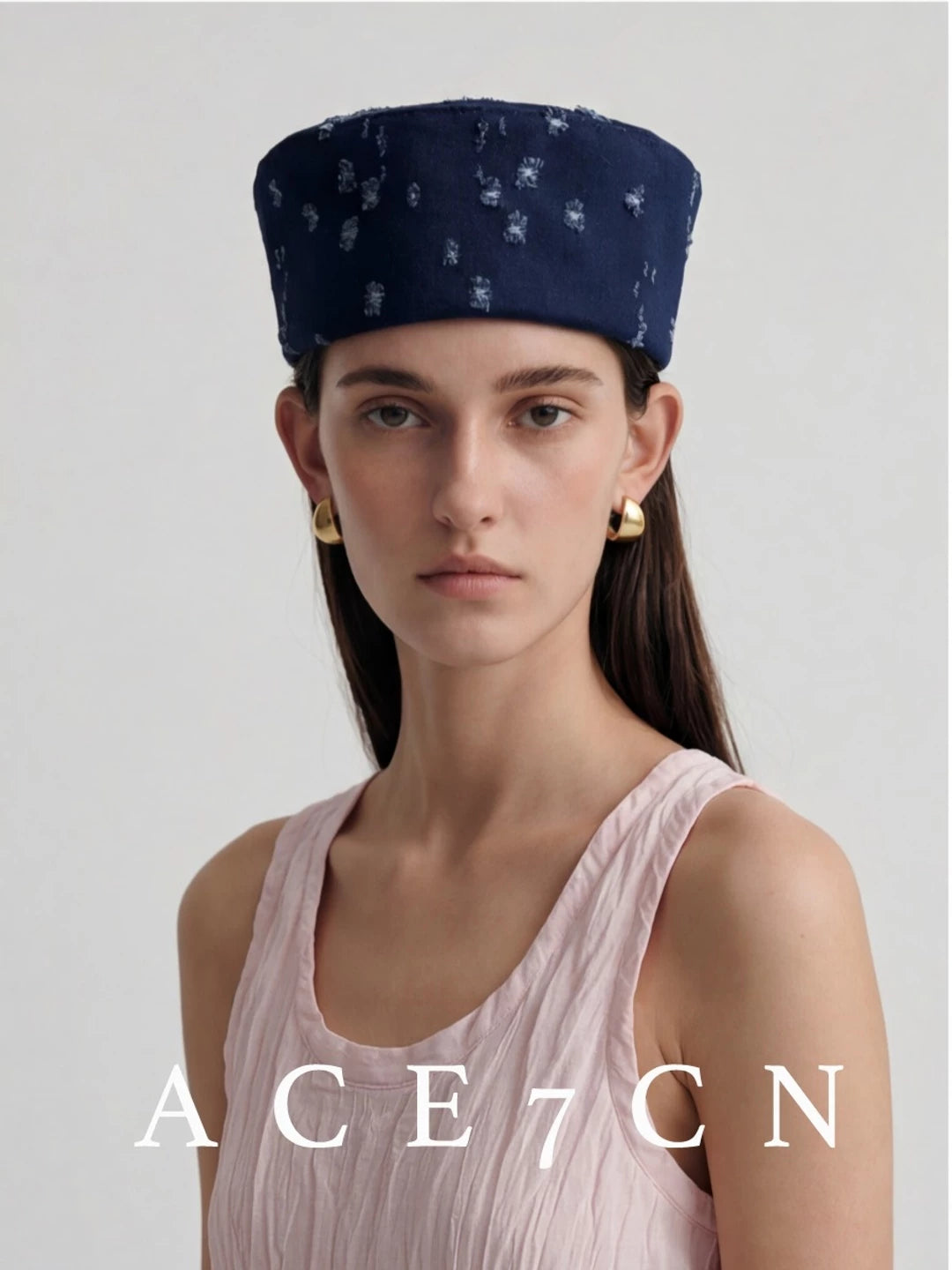 Domed Denim Pillbox Hat — ACE7CN