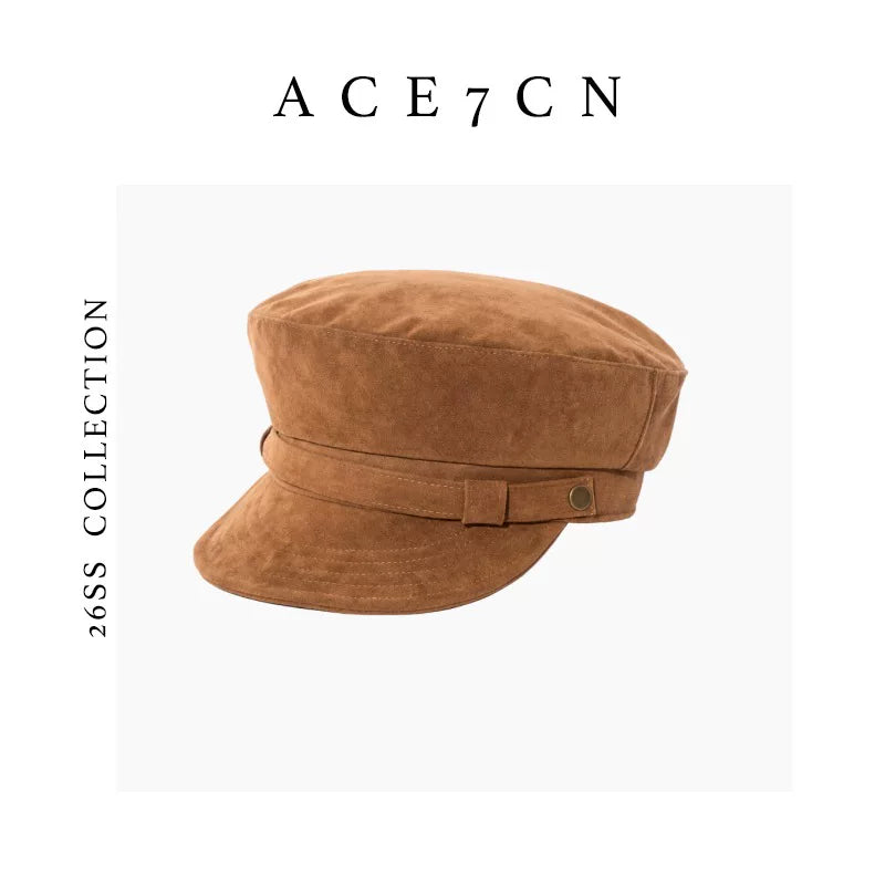 Suede Flat-Top Newsboy Cap — ACE7CN
