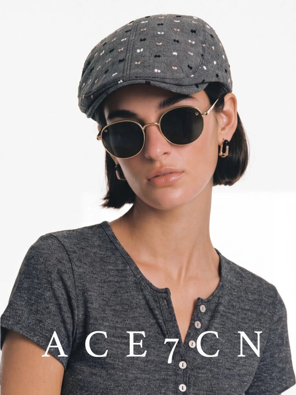 Flocked Multicolor-Yarn Flat Cap — ACE7CN