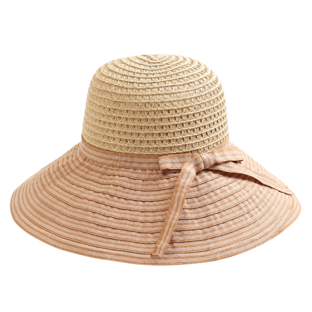 Bow-Trim Straw Sun Hat — ACE7CN