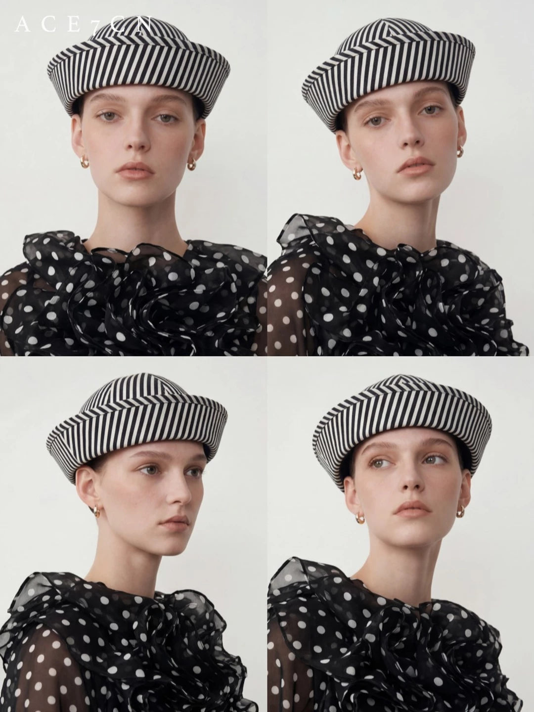 Striped Roll-Brim Sailor Pillbox Hat — ACE7CN