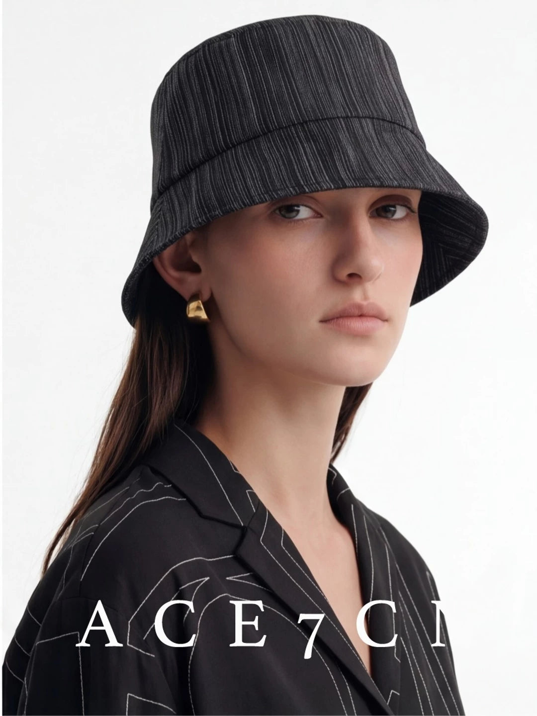 Resin-Texture Linen Bucket Hat — ACE7CN