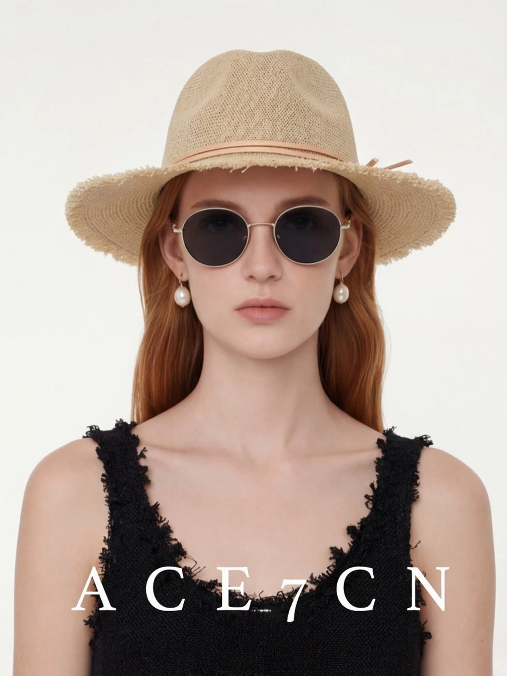 Linen-Straw Fedora Hat — ACE7CN