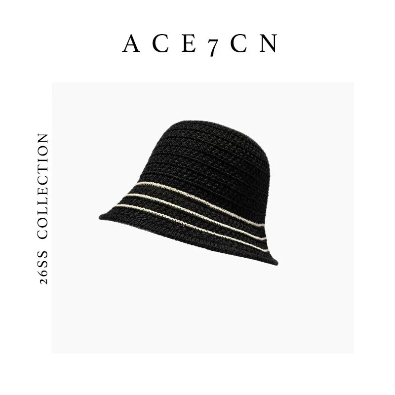 Two-Tone Striped Bucket Hat — ACE7CN