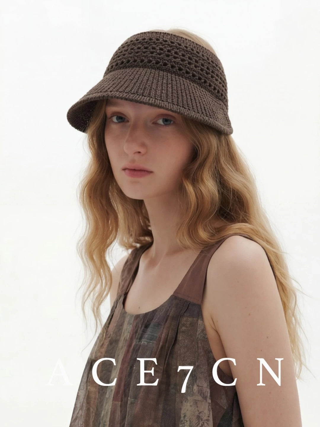 Openwork Woven Wide-Brim Visor — ACE7CN