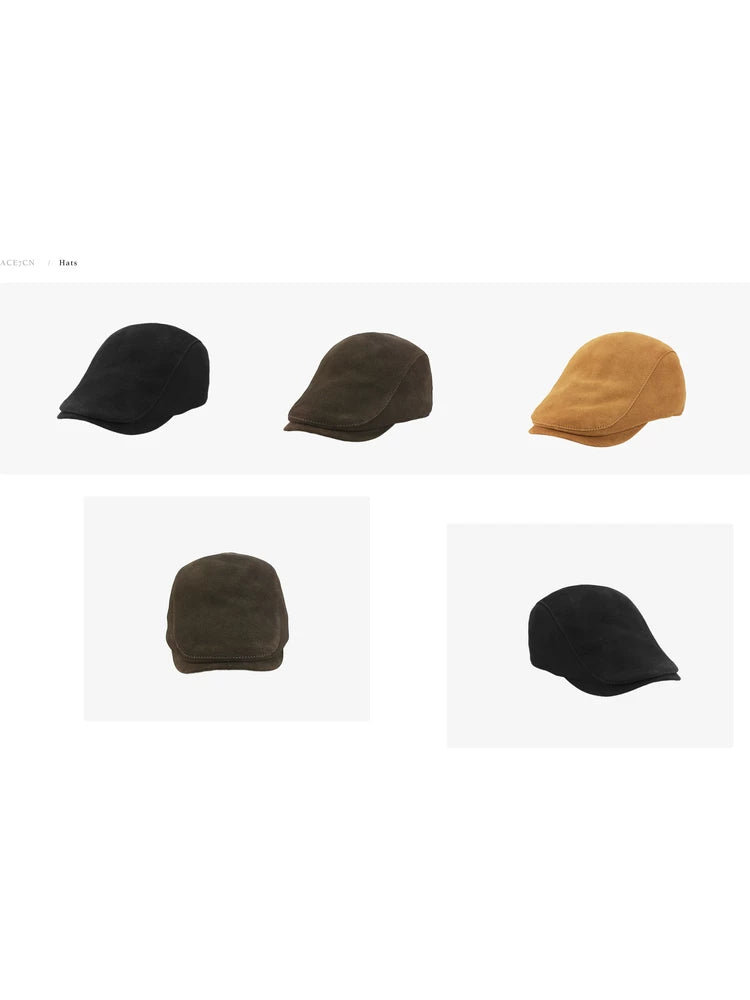 Distressed Suede Newsboy Cap — ACE7CN