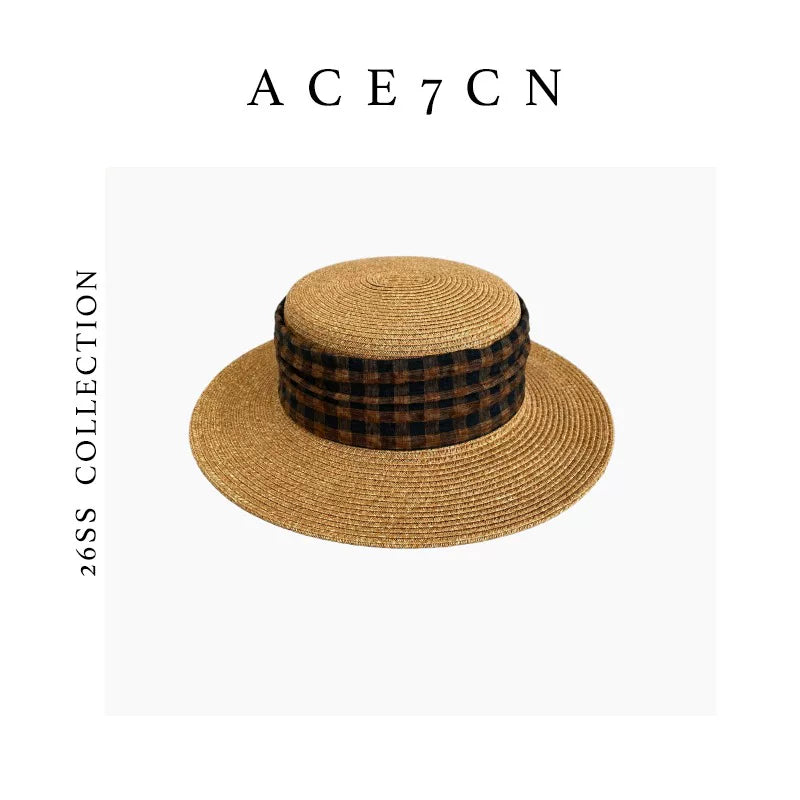 Plaid Straw Fedora — ACE7CN