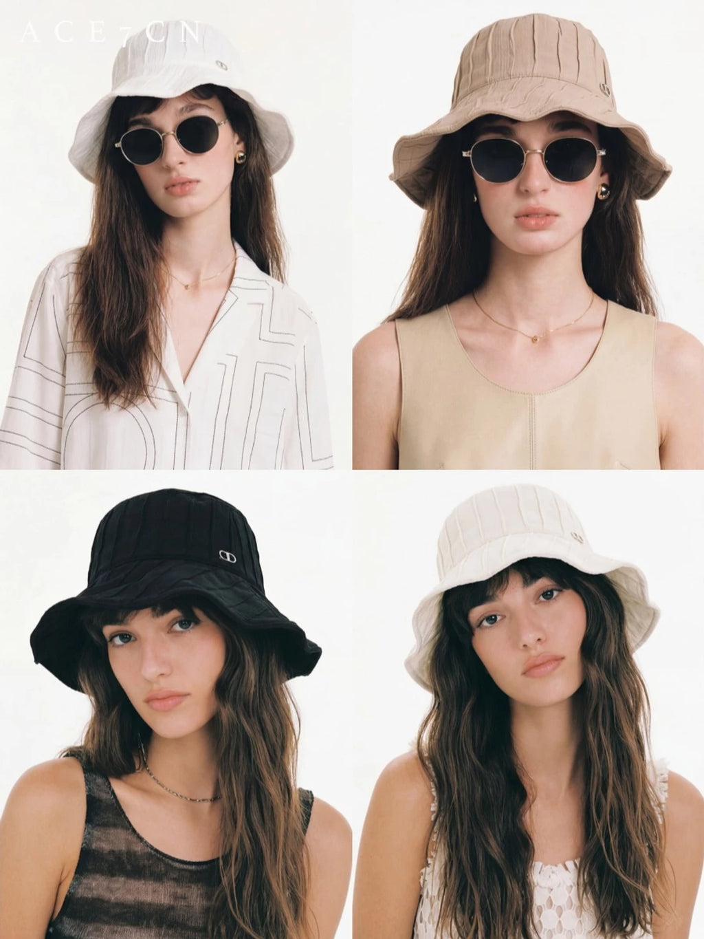 Hand-Pleated Wave-Brim Bucket Hat — ACE7CN