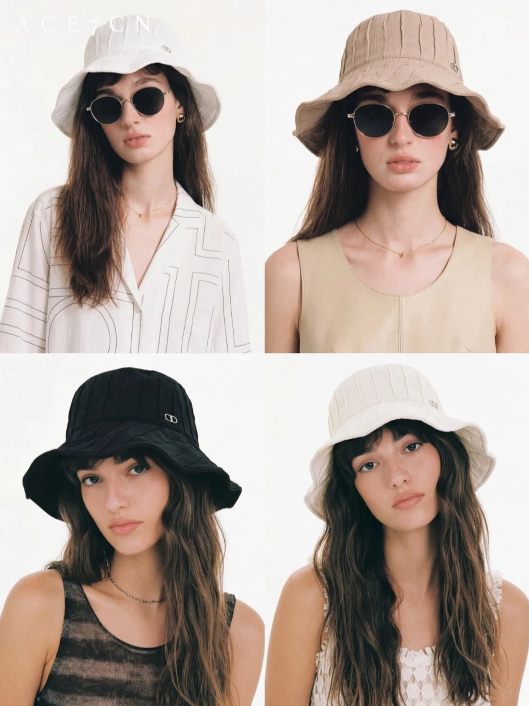 Hand-Pleated Wave-Brim Bucket Hat — ACE7CN
