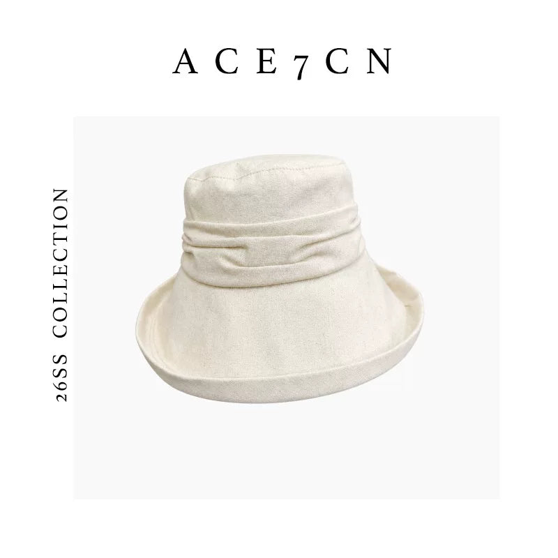 Hand-Pleated Cotton-Linen Bucket Hat — ACE7CN