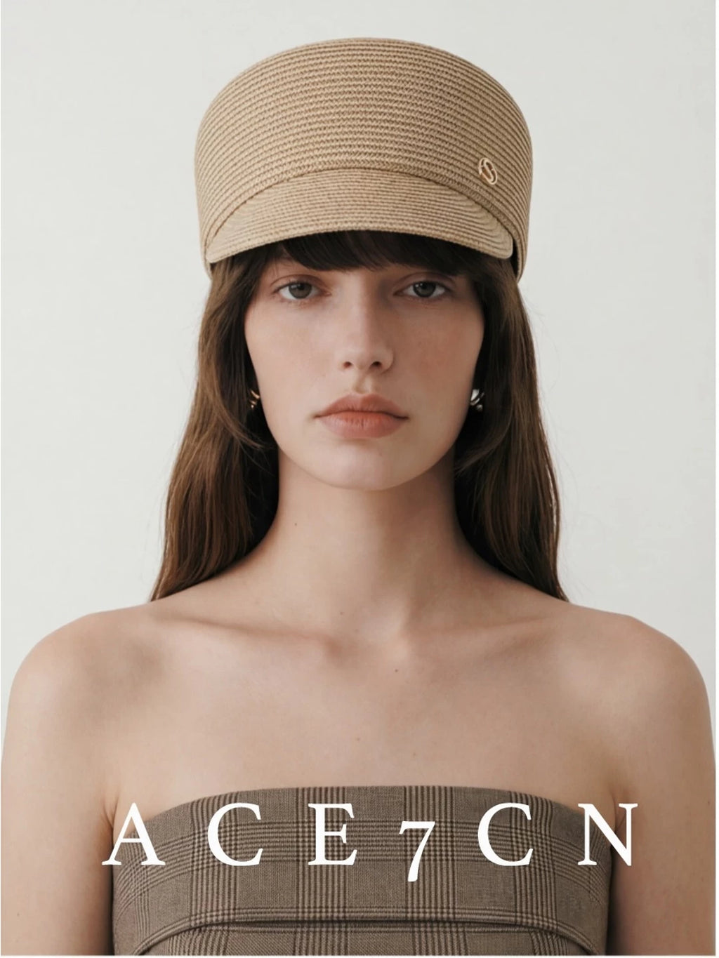 Intricate-Weave Straw Equestrian Cap — ACE7CN