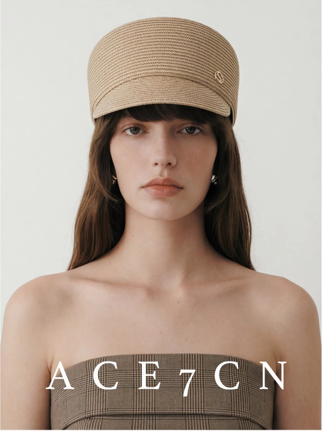 Intricate-Weave Straw Equestrian Cap — ACE7CN