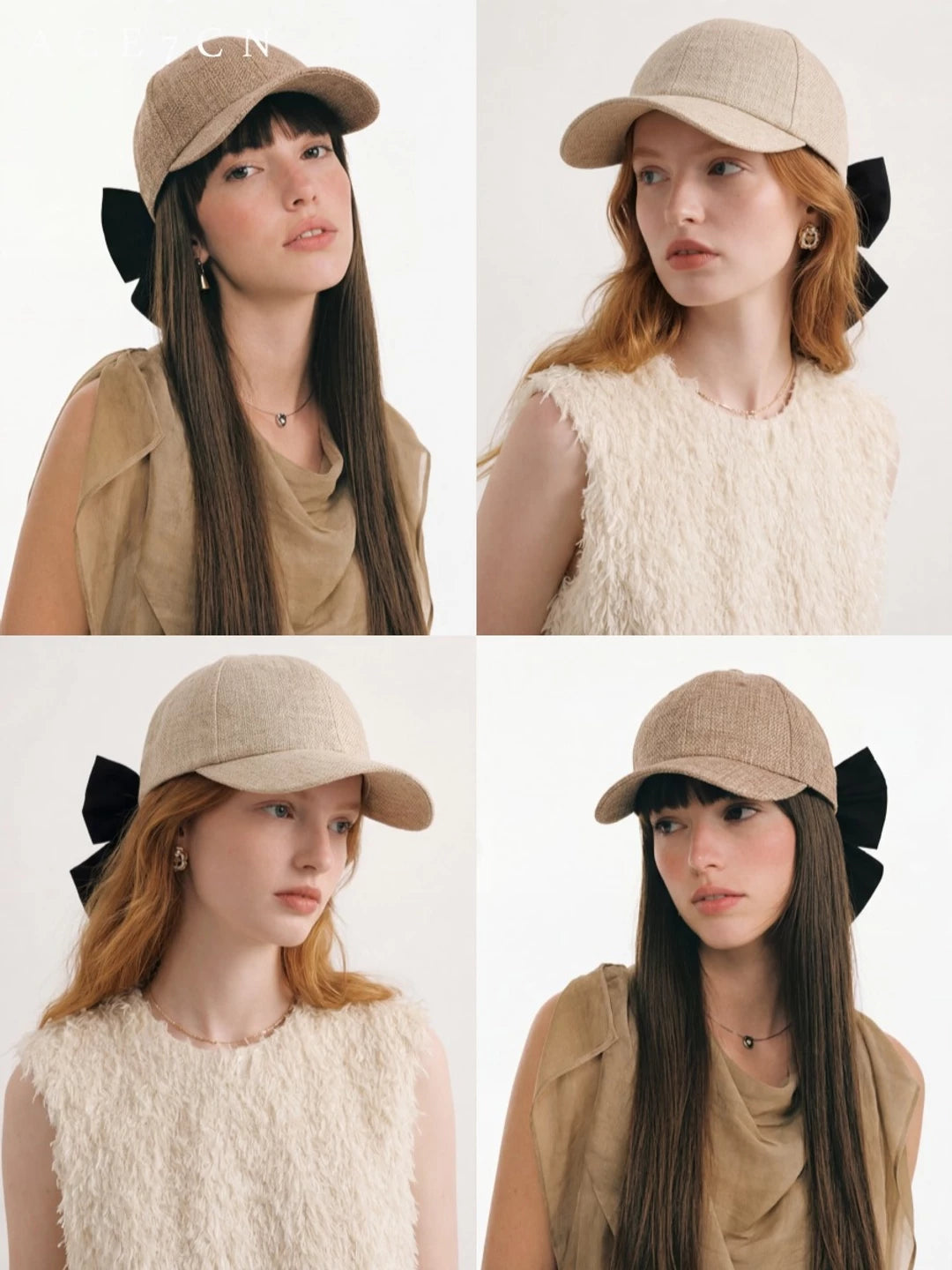 Oversized-Bow Equestrian Cap — ACE7CN