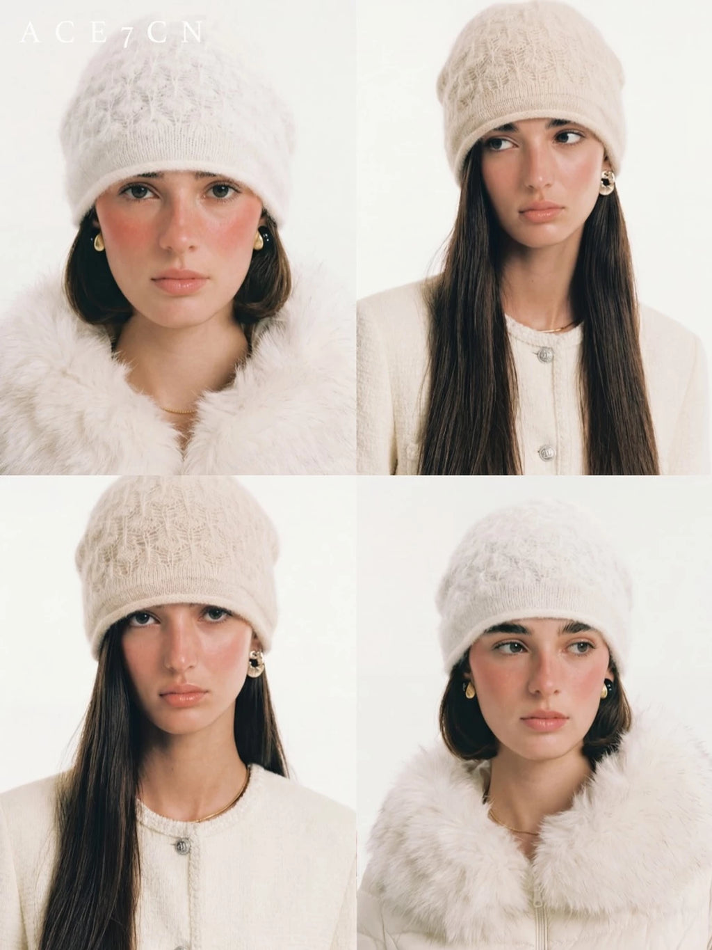 Hand-Crochet Wool-Angora Plush Beanie — ACE7CN