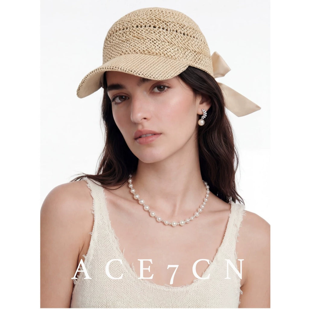 Openwork Paper-Straw Baseball Cap — ACE7CN