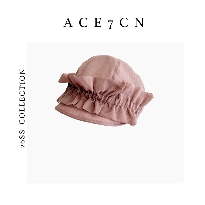 Hand-Pinched Floral Short-Brim Hat — ACE7CN