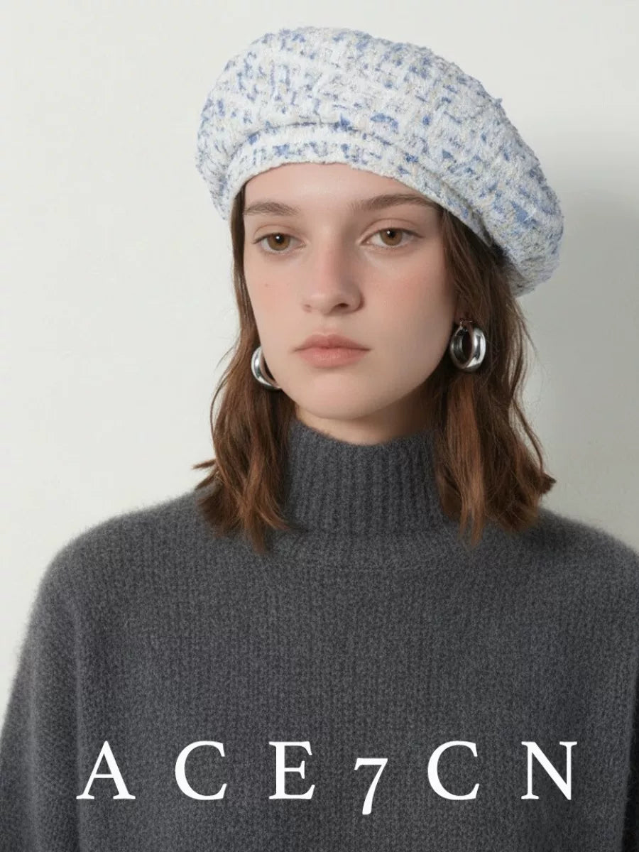 Checked Tweed Painter Beret — ACE7CN