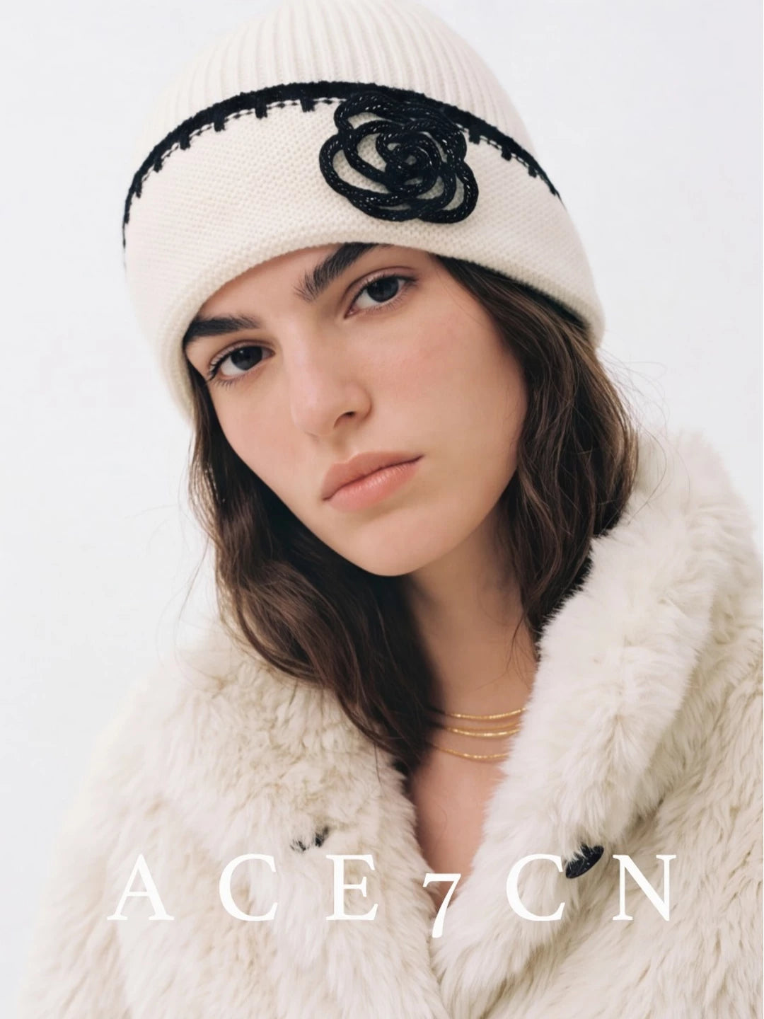 Tweed-Effect Knit Beanie — ACE7CN