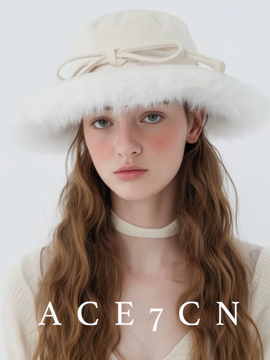 Wide-Brim Plush Bucket Hat — ACE7CN