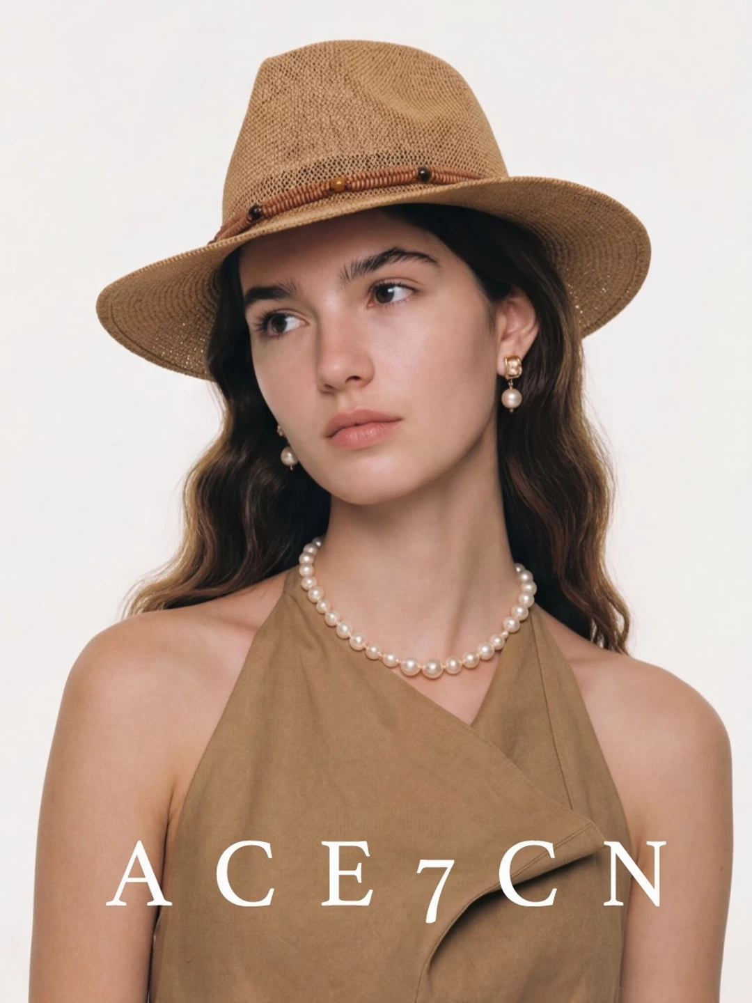 Camel-Tone Straw Panama Hat — ACE7CN