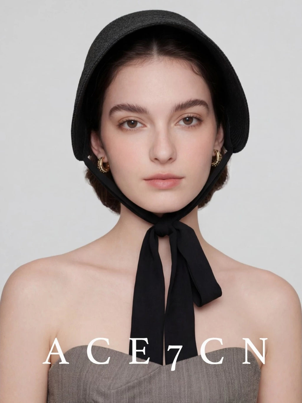 Tie-Strap One-Piece Wheat-Straw Hat — ACE7CN