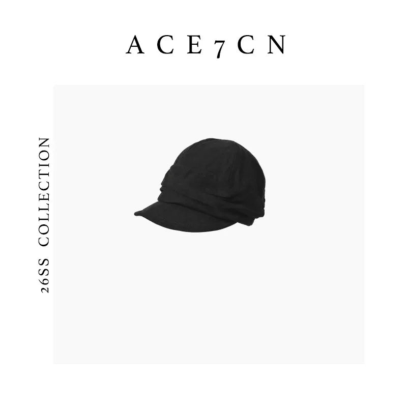 Hand-Pleated Linen Newsboy Cap — ACE7CN