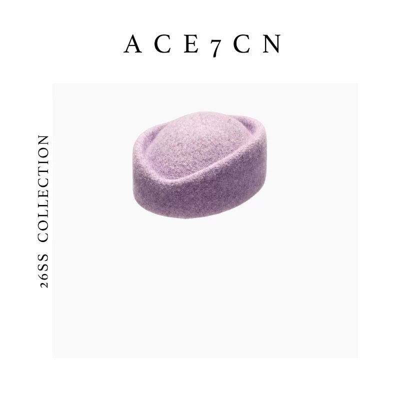 Round Wool-Blend Pillbox Hat — ACE7CN