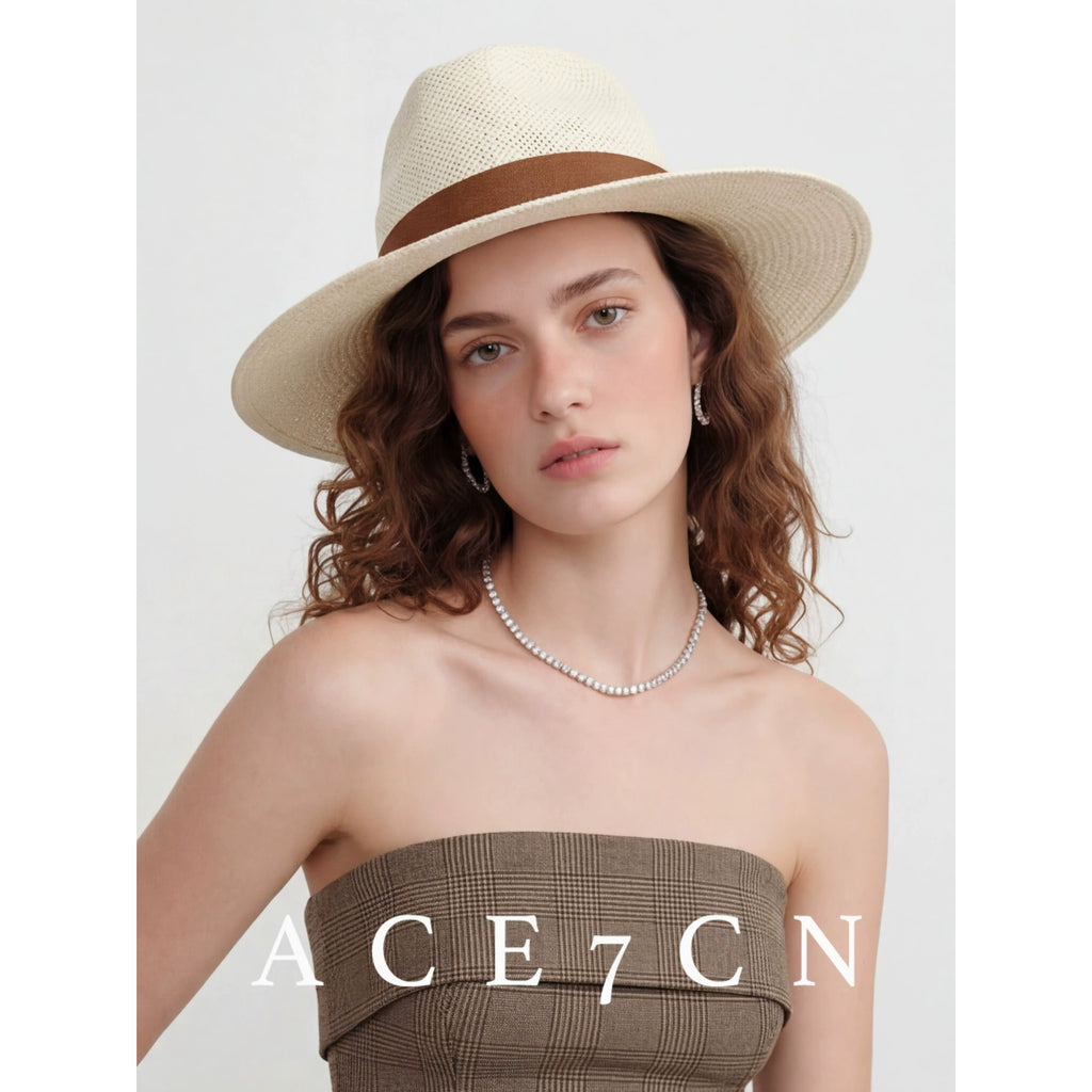 Structured Woven Straw Fedora — ACE7CN