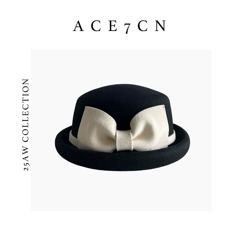 Bow-Detail Wool Fedora — ACE7CN
