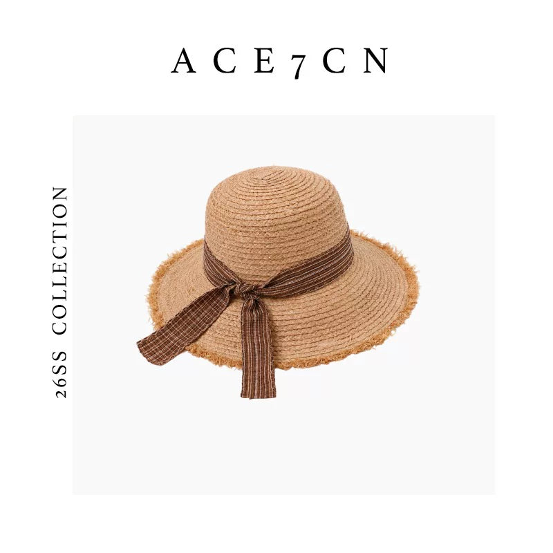 Bow-Detail Raffia Sun Hat — ACE7CN