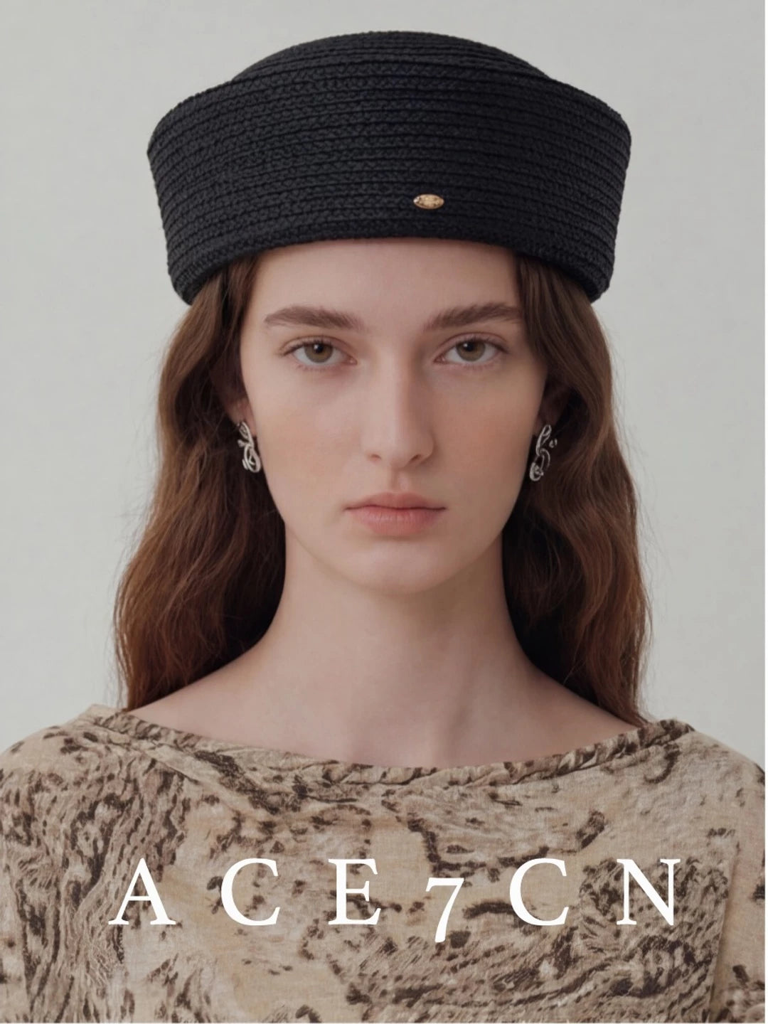 Round-Crown Raffia Pillbox Hat — ACE7CN