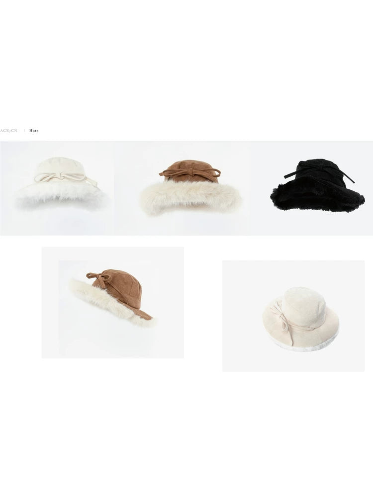 Wide-Brim Plush Bucket Hat — ACE7CN