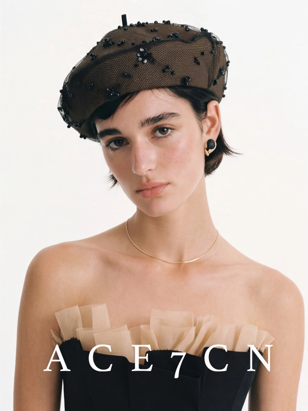 Hand-Beaded Painter Beret — ACE7CN