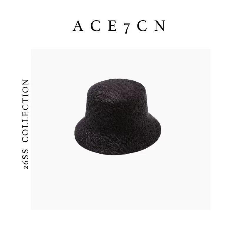 Minimal Raffia Lampshade Bucket Hat — ACE7CN