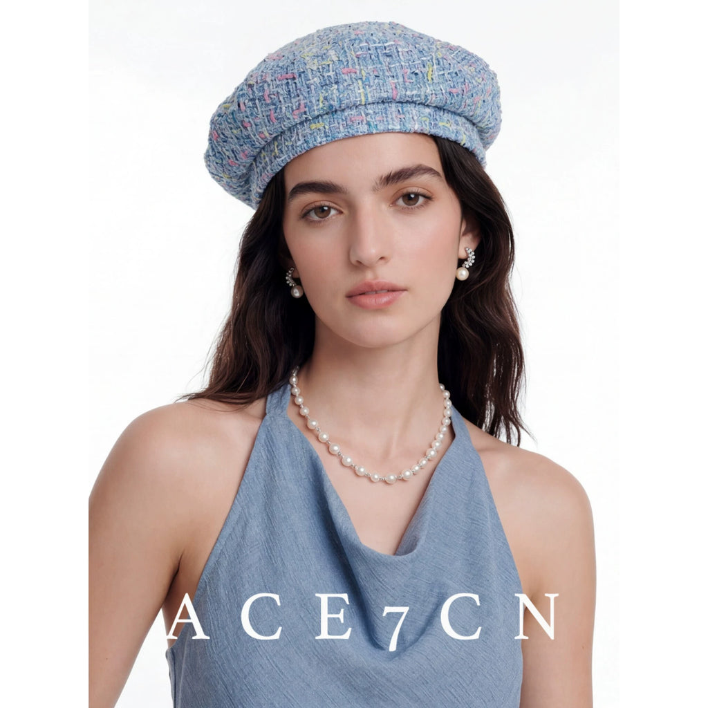 Multicolor-Yarn Tweed Beret — ACE7CN