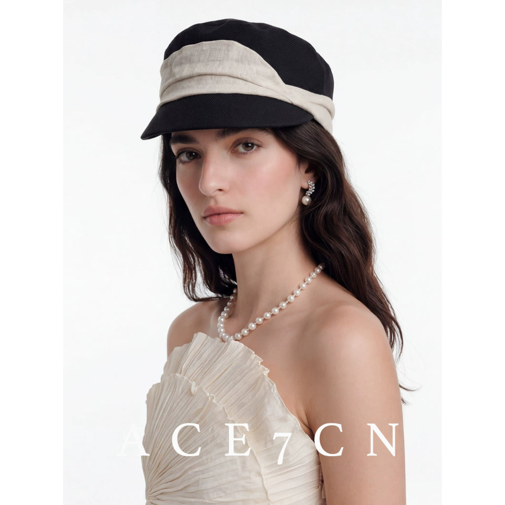 Two-Tone Cotton-Linen Equestrian Cap — ACE7CN