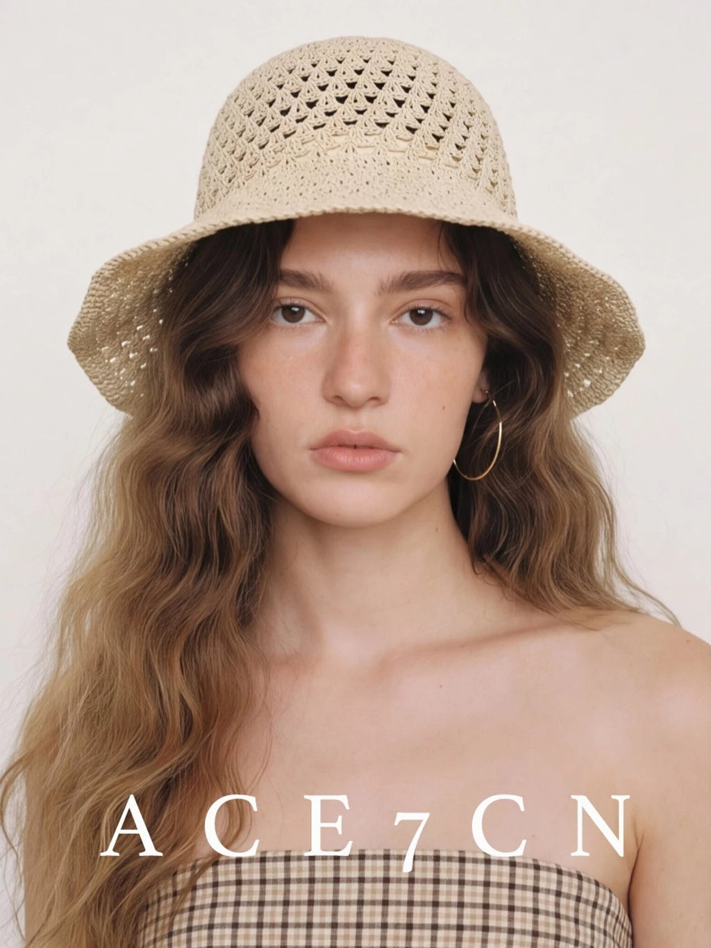 Foldable Openwork Straw Bucket Hat — ACE7CN