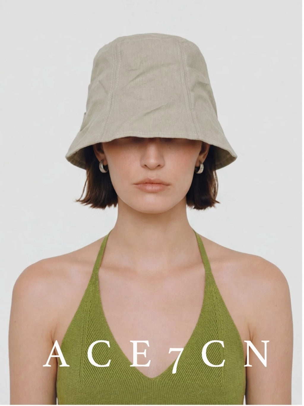 Hand-Pleated Cotton Bucket Hat — ACE7CN